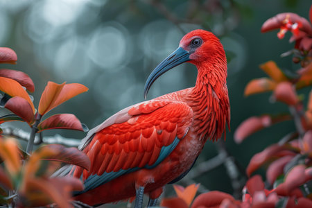 Scarlet ibis, Eudocimus ruber, also known as the Scarlet ibisの写真素材