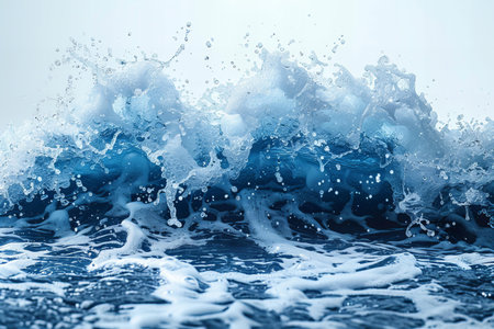 Splashes of water on a dark blue background. Shallow depth of field.