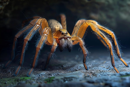 Close up of a jumping spider in a cave. Wildlife scene from nature.