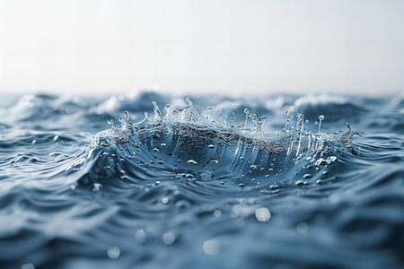 Water splash with ripples and waves on the surface of the waterの写真素材