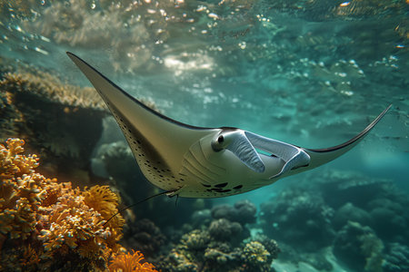 Manta ray in the Red Sea. Egypt. Luxury diving.