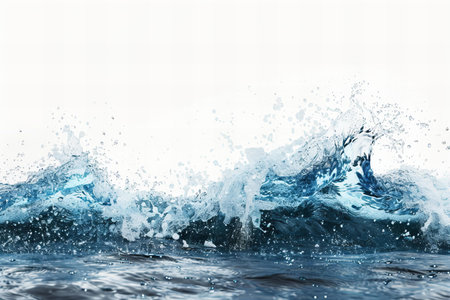 Blue water splash isolated on white background. 3d render illustration.