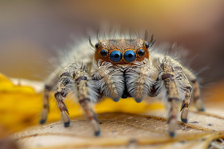 jumping spider close up in nature. super macro jumping spider.