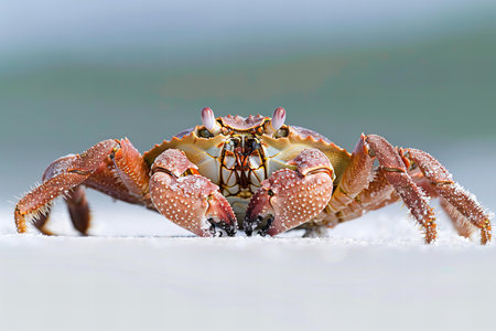 Closeup of a crab on the beach in the Atlantic Ocean.の写真素材