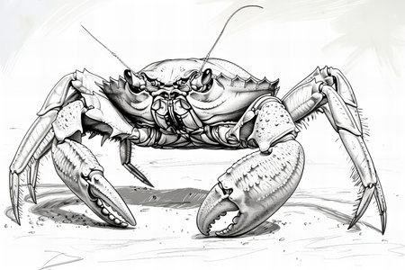 Crab sketch. Hand drawn crayfish. Vector illustration.の写真素材