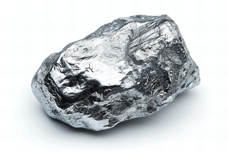 Piece of silver ore isolated on white background.