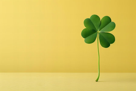 four-leaf clover on a yellow background. St.Patrick's Dayの写真素材