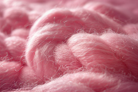 close up of pink woolen thread as a background, shallow depth of fieldの写真素材
