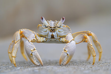 Close up of a small crab on a concrete surface. Macro.の写真素材