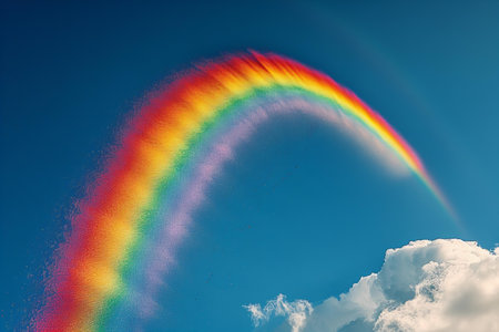 rainbow in the blue sky with white clouds and rainbow in the blue sky