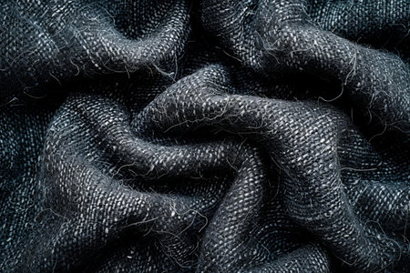 Background texture, pattern. The fabric is dark blue. It is photographed close-up.