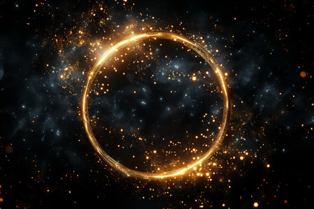 Abstract background. luminous swirling. Elegant glowing circle.  Sparking particle. Space tunnel. Glossy jellyfish. Colorful ellipse. Glint sphereの写真素材