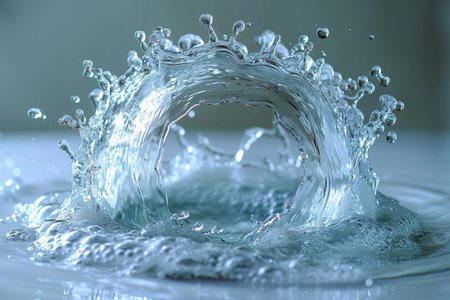 splashes of water after a drop of water on a wet surface