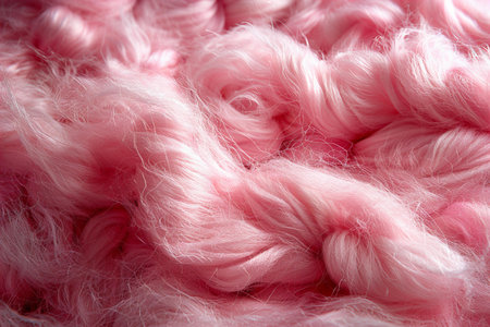 Pink wool as background. Close-up of pink wool texture.の写真素材