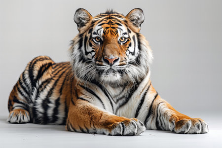 Portrait of a tiger on a white background. Studio shot.の写真素材