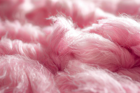 Pink fur background close up. Pink fluffy fabric texture. Macro.の写真素材