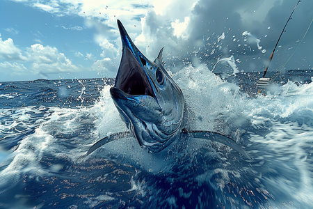 Big fish in the ocean. 3d render. Computer graphics.の写真素材