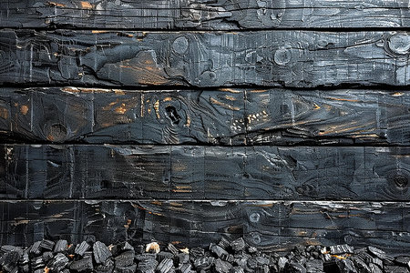 Old wooden wall with black paint. Abstract background and texture for design.