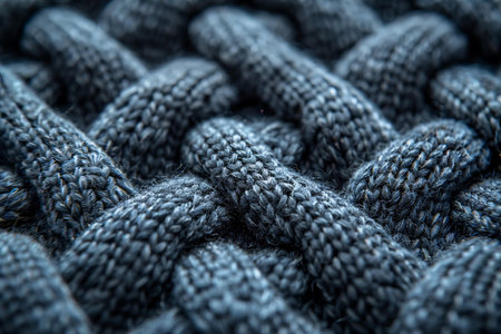close up of knitted woolen fabric texture background. Macro shotの写真素材