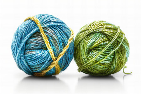 Two balls of yarn isolated on a white background. Close-up.の写真素材