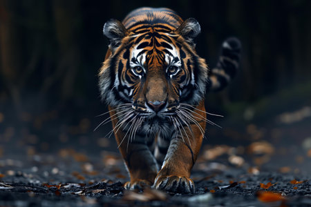 Sumatran Tiger in the forest. 3D Rendering.の写真素材