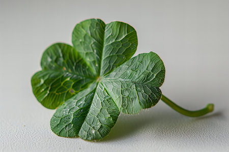 four-leaf clover on a white background, close-up