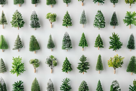 Creative layout made of christmas trees on white background. Minimal concept