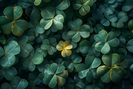 Green clover leaves background. St.Patrick's Day backgroundの写真素材