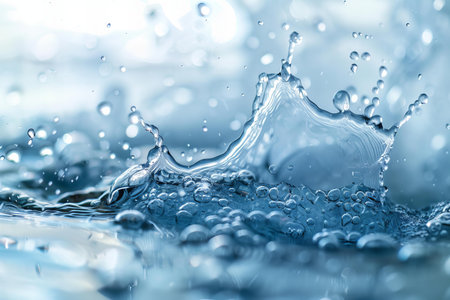 splashes of water on a dark blue background close-up macro