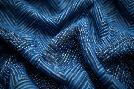 Texture, background, pattern. The fabric is blue, with a pattern of rhombus. It has a brilliant...
