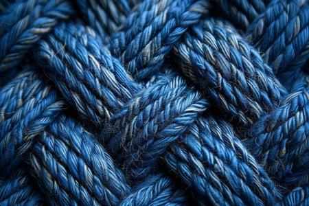 Background texture of blue rope. Close-up of blue rope.