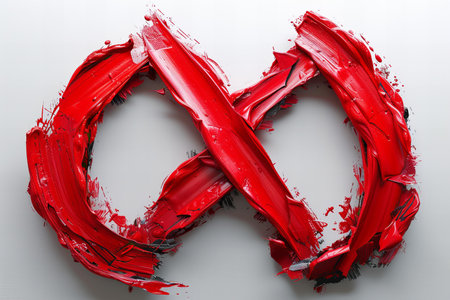 Letter W made of red paint on white background.
