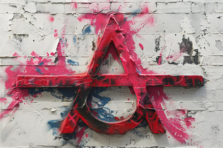 The letter A painted on the wall. The concept of street art.