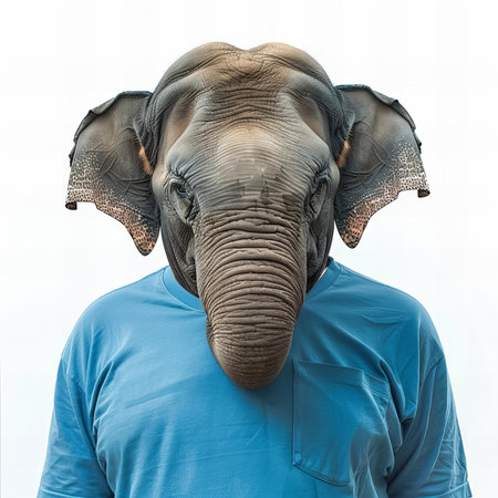 Portrait of an elephant on a white background