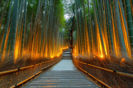 Beautiful bamboo forest at Arashiyama, Kyoto, Japan