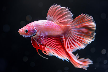 Capture the moving moment of red siamese fighting fish isolated on black background. betta fish.