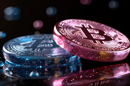 Bitcoin. Cryptocurrency. Digital currency. 3D illustration.の写真素材