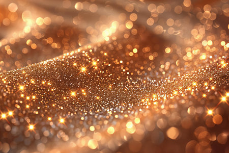 golden glitter background with bokeh defocused lights and starsの写真素材