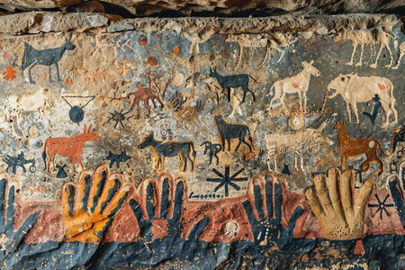 Ancient egyptian hieroglyphs on the wall of an ancient temple