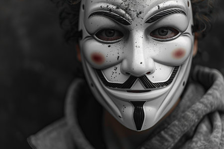 Portrait of a scary clown in a mask. Horror movie.の写真素材