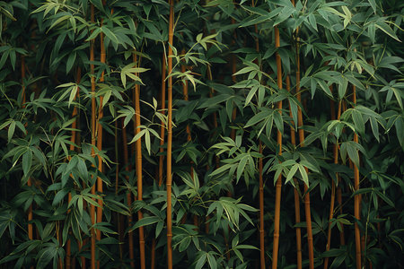 Bamboo forest background. Bamboo grove with green leaves.の写真素材