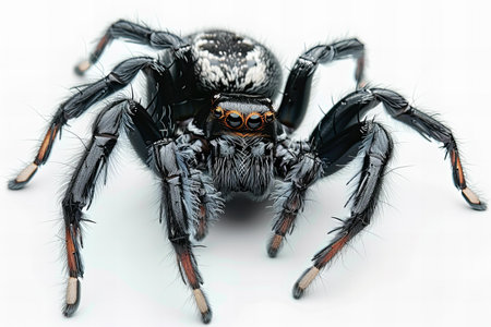 jumping spider close up isolated on white background with clipping path.