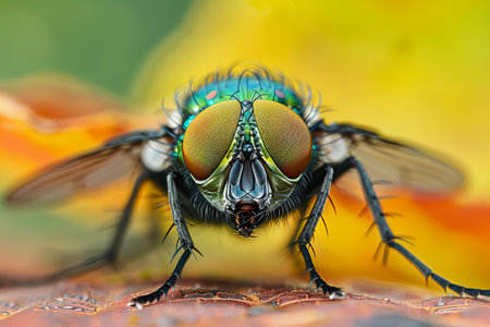 Macro shot of a fly in nature.の写真素材