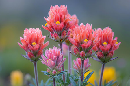 Close up of Indian Paintbrush (Indian Paintbrush) flowers in bloomの写真素材