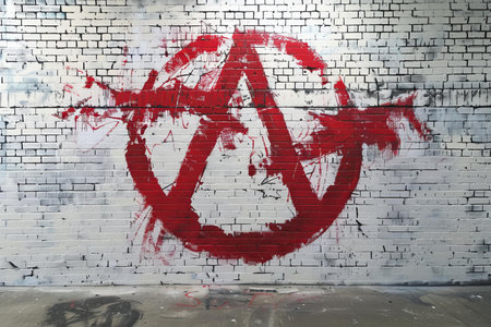 A Graffiti on the wall of an abandoned building in the city.の写真素材