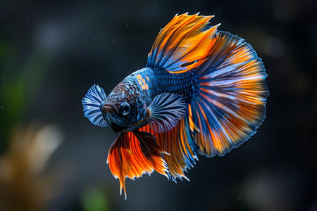Capture the moving moment of red-blue siamese fighting fish isolated on black background. betta...