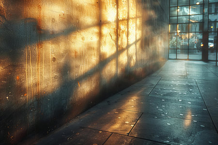 abstract scene of light and shadow on grunge concrete wall background