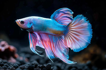 Siamese fighting fish in aquarium. Betta splendens.