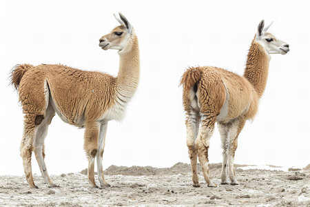 Vicunas (Lama glama) in the wildの写真素材