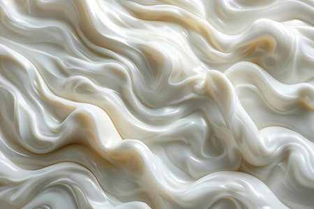 close up of white cream swirl texture background. 3d render illustrationの写真素材